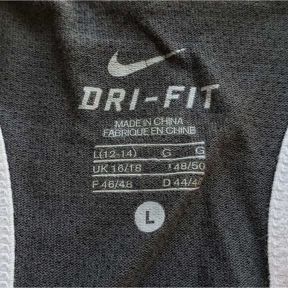 🔺️ Nike White & Gray Dri-Fit Racerback Tanktop Large - Picture 8 of 11